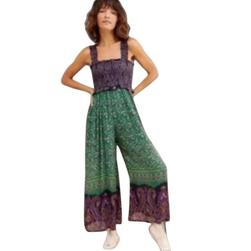 Urban Outfitters Jumpsuit Size XS Smocked Floral Summer Boho